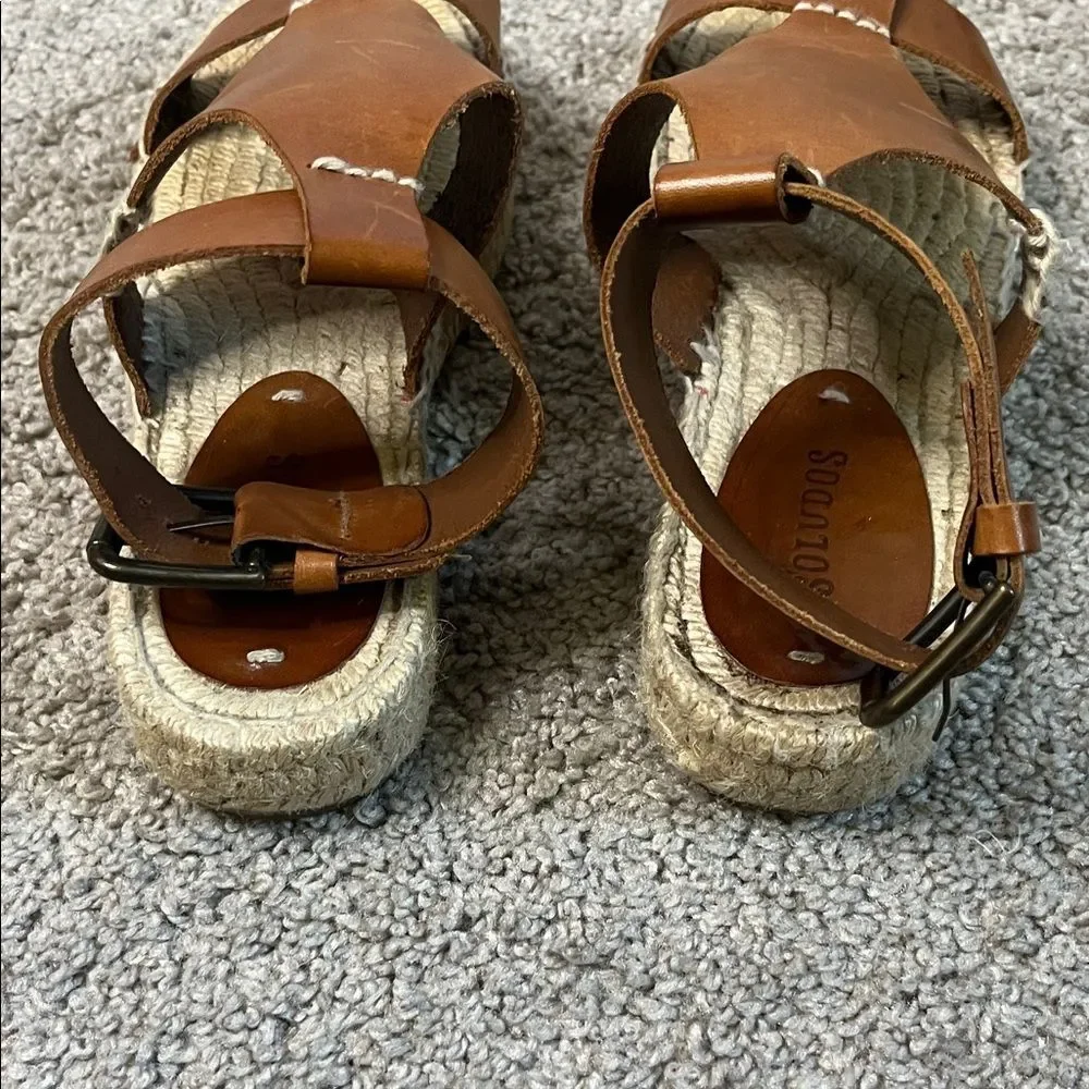 Soludos Banded Shield Leather Ankle Strap Espadrille Sandals Women’s Size 7
